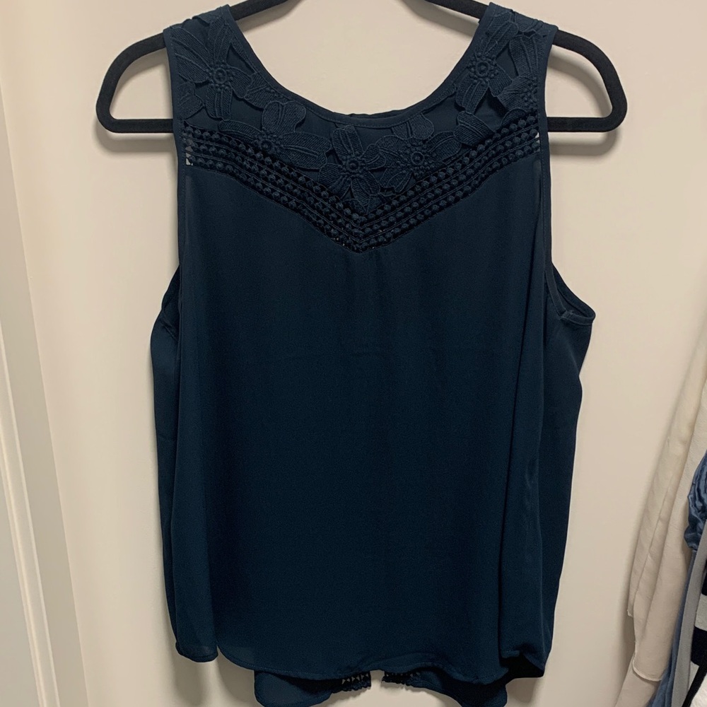 Dex Navy Floral Detail Blouse